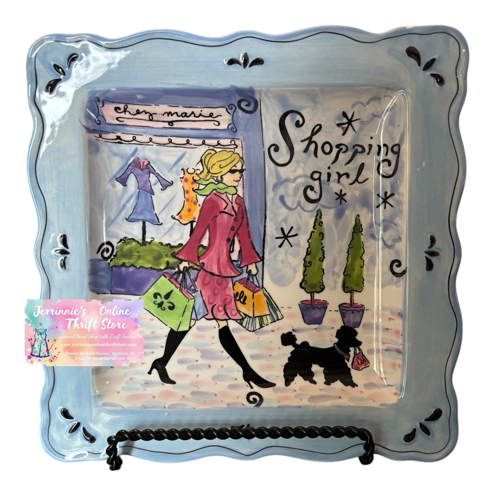 Certified International "Shopping Girl" Decorative‎ Plate by Jennifer Brinley